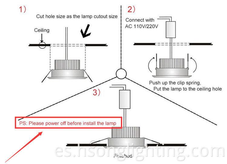 Nuevo comercial Diming LED Downlight 7W LED LED empotrado Hotel Downlight para oficina